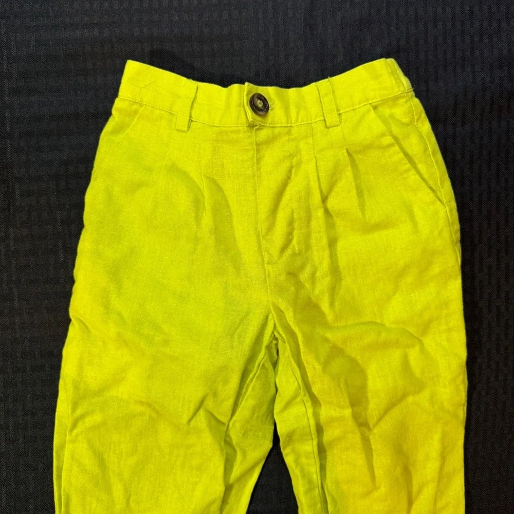 A Loves A‎ Girls Neon Yellow Linen Blend Pleated Pants Size 5